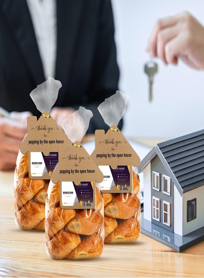 BLSUREFYX 66 Set Open House Gift Bags Real Estate Agent Supplies Including Kraft House-Shaped Thank You Tag Business Card Holder Popcorn Biscuits Goodie Bag for Client Realtor Estate Agent Present Favor - Image 2